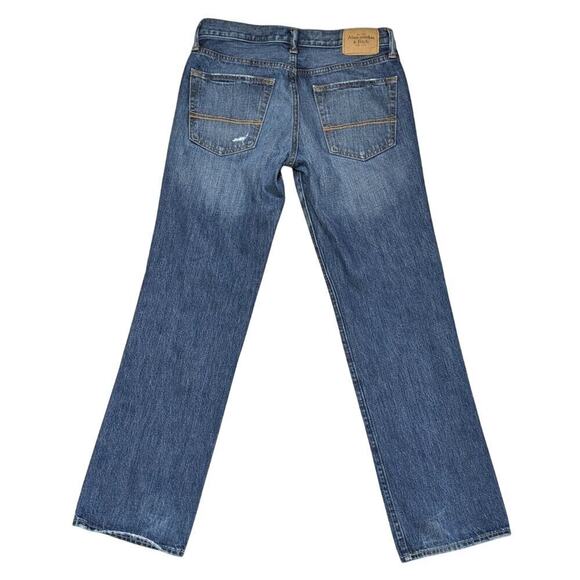 Abercrombie & Fitch Straight Jeans 32 Blue Distressed Denim Classic Menswear - Picture 3 of 10